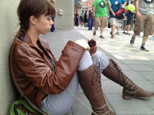 Claire dressed as Katniss at Gen Con.