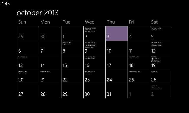 Windows Phone Calendar